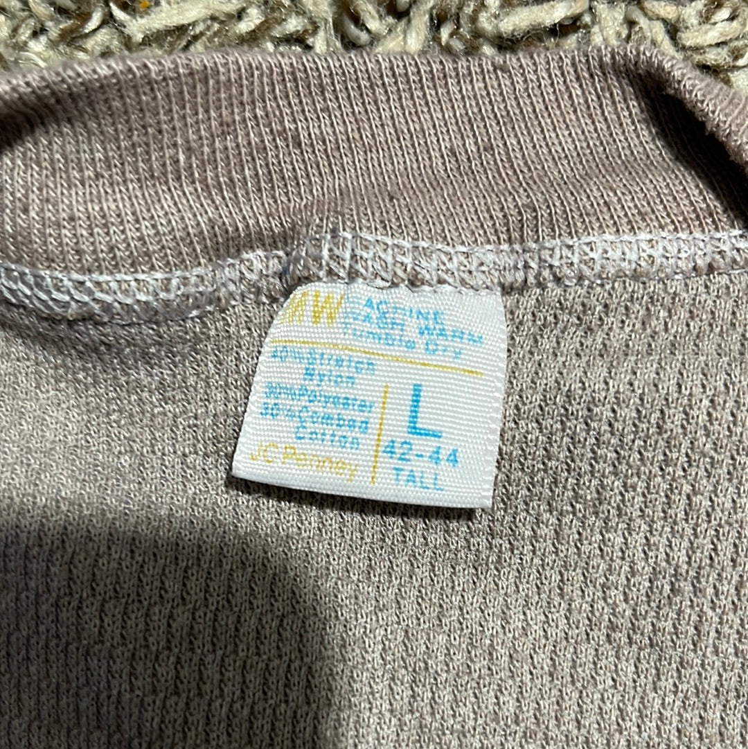 70/80 年代 JCPenney Sears 保暖长袖衬衫 - XS 号 - 13.5 英寸 x 32.5 英寸