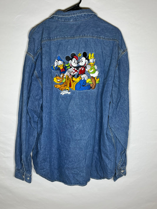 Disney Denim Button Up Shirt - XLarge - 23” x 30”