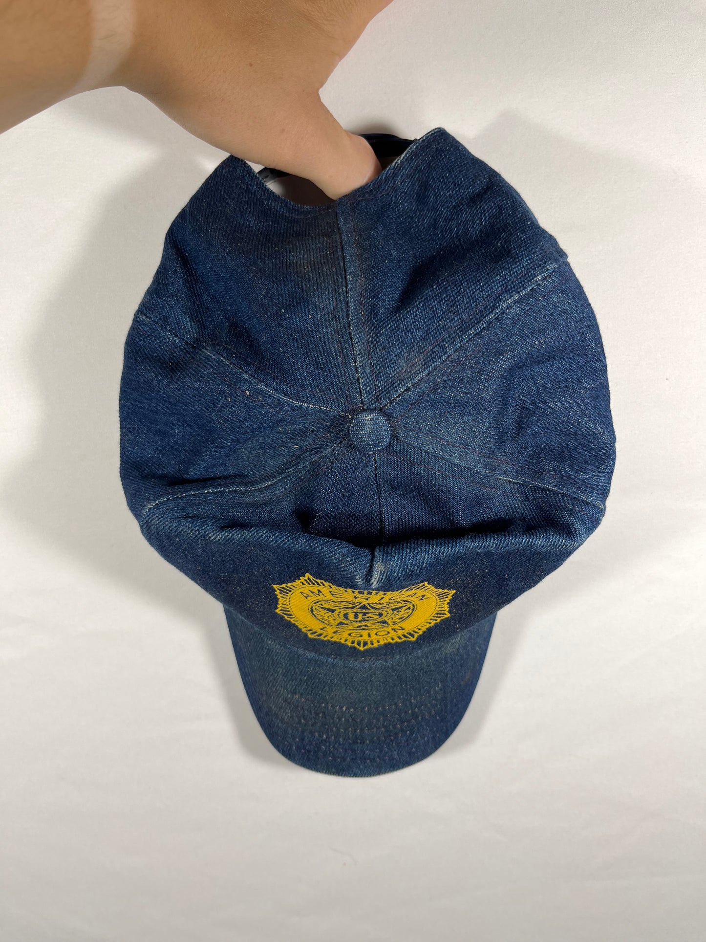 Gorra de camionero de mezclilla de la Legión Americana de los años 80