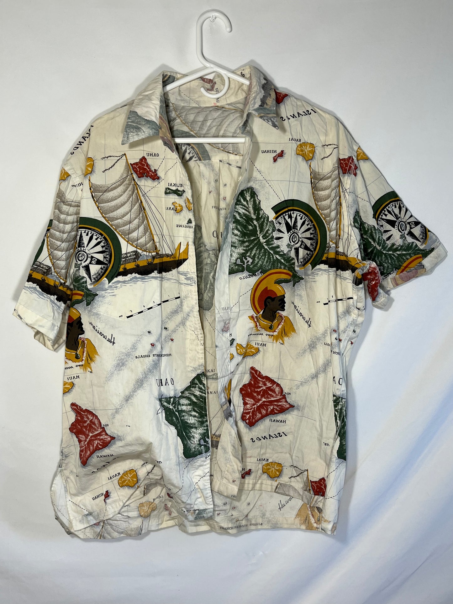 Hawaiian Islands Short Sleeve Button Up Shirt - XLarge - 27.5” x 29.5”