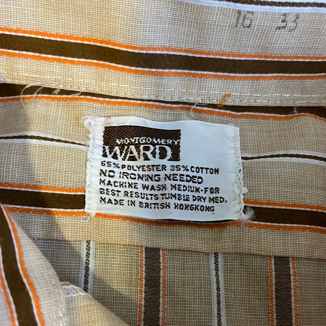 70 年代 Montgomery Ward 纽扣衬衫 - 大号 - 22 英寸 x 28 英寸