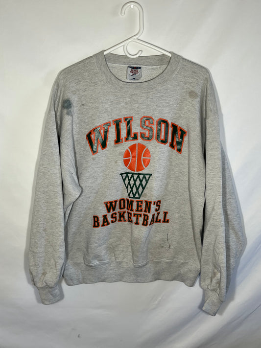 90's Jerzees Wilson Sudadera con cuello redondo de baloncesto para mujer - Grande - 23" x 25.5"