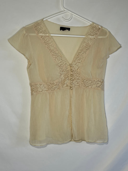 BCX Lace V-neck Top - XSmall - 16.5” x 22”