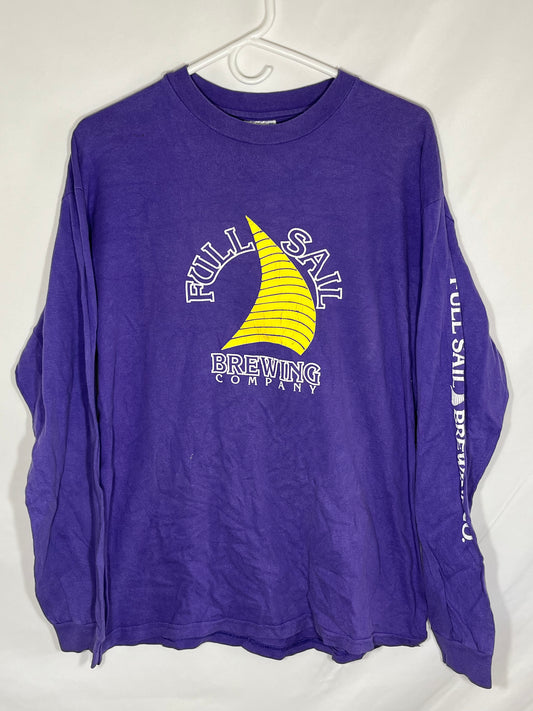 90's Hanes Beefy Full Sail Brewing Company Longsleeve Shirt - Medium - 21.5” x 28”