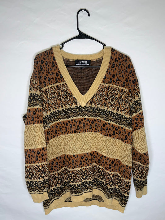 90's Leopard Print Sweater - Large - 23” x 28”