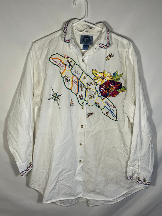 Is this Hawaii please dm me on Instagram and tell me Embroidered Button Up Shirt - Large - 23” x 31.5”