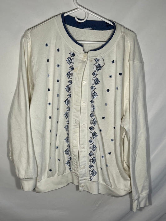 90's Button Up Cotton Cardigan - XLarge - 27” x 23.5”