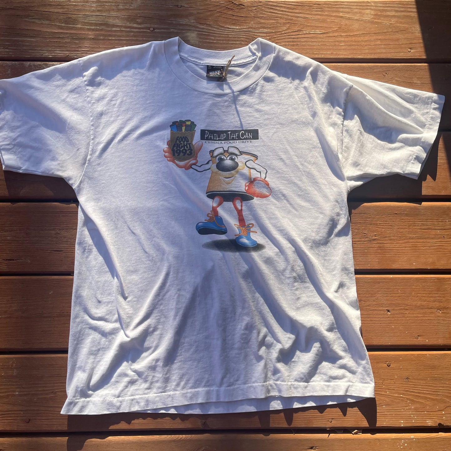 Vintage 1993 Phillip la camiseta de lucha de comida enlatada se ajusta como L