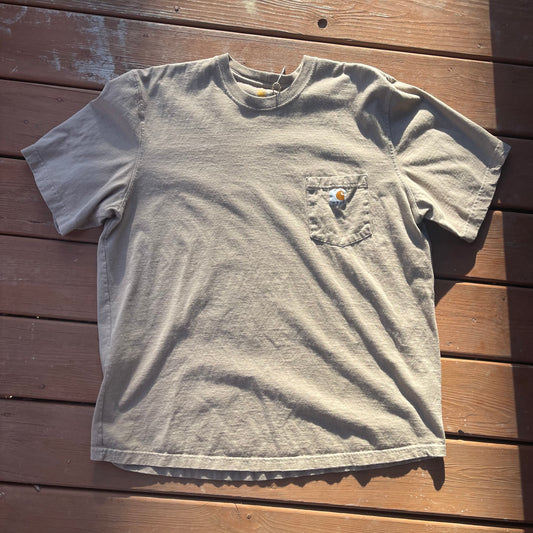 Tan carhartt blank pocket t-shirt fits like XL