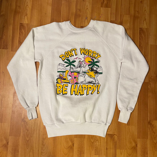 dont worry be happy crewneck fits XL