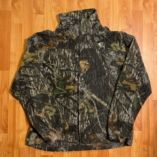 Forro polar con cremallera completa de camuflaje Mossy Oak para tallas XL