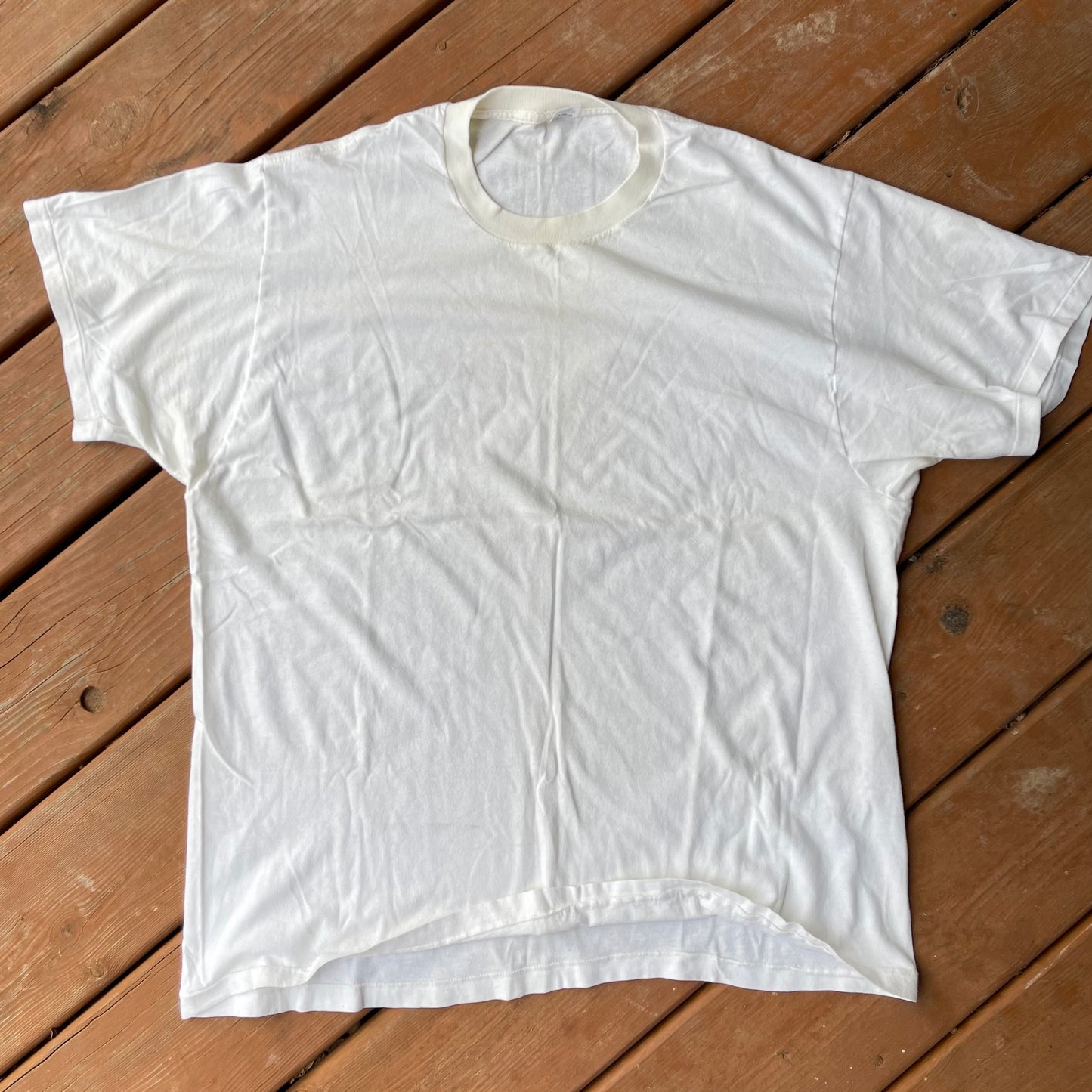 1990s White jockey blank T-shirt - L