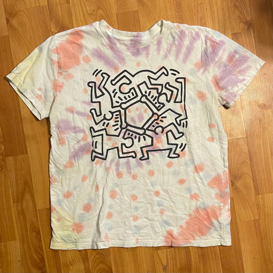 单针 Keith Haring 扎染 T 恤 - M