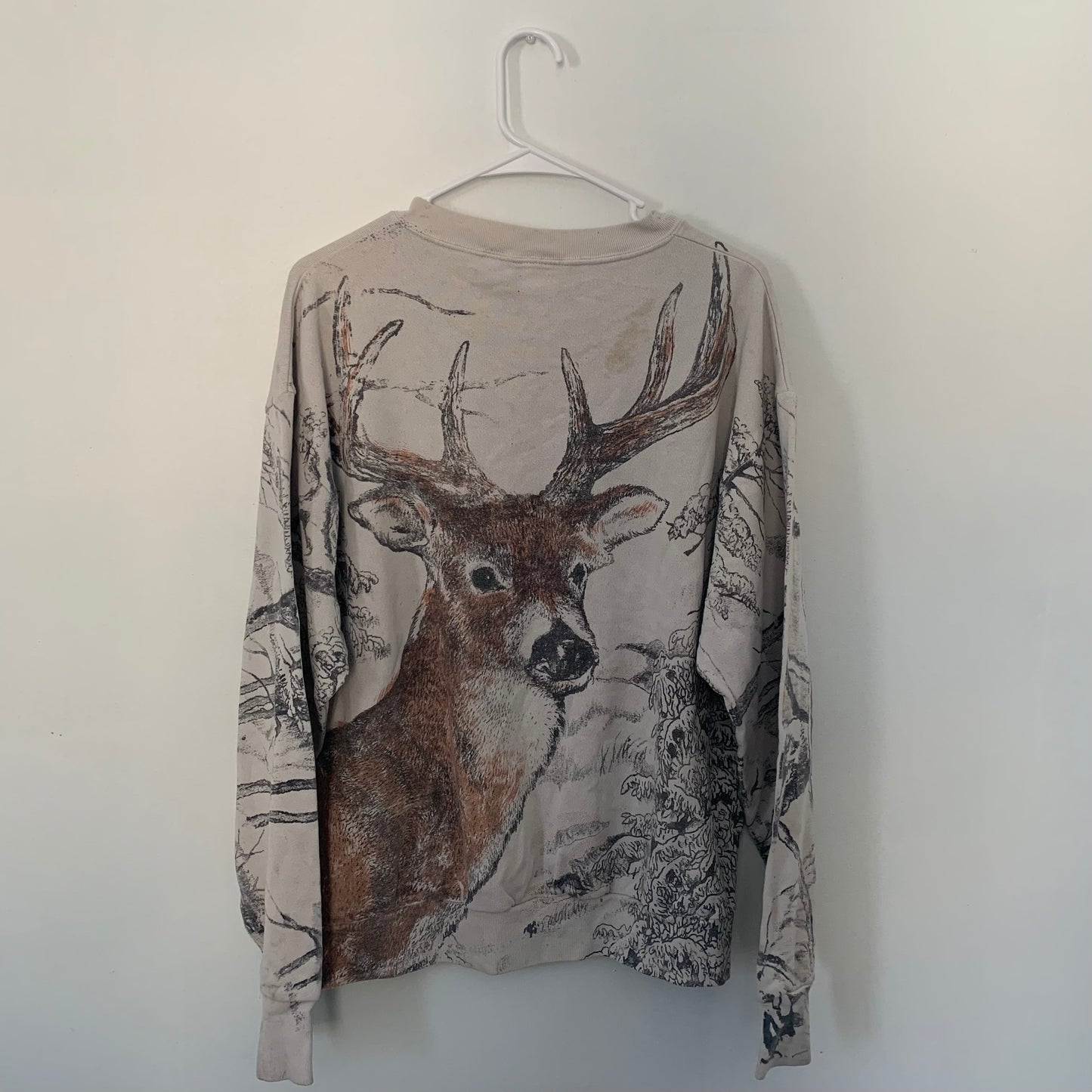 Deer All-over Print Crewneck- L