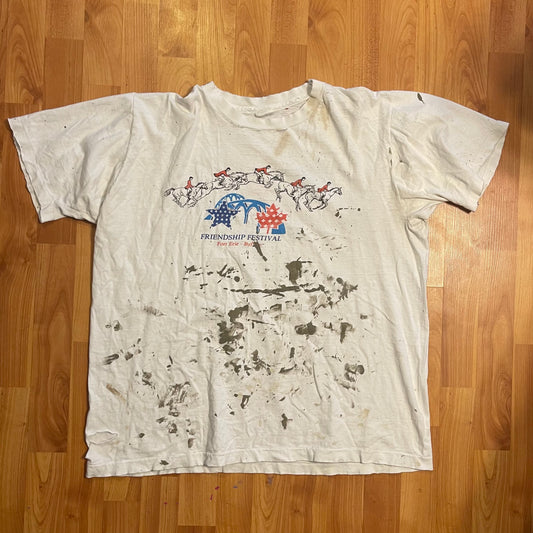 Camiseta del pintor del Festival de la Amistad Thrashed de 1991 - L