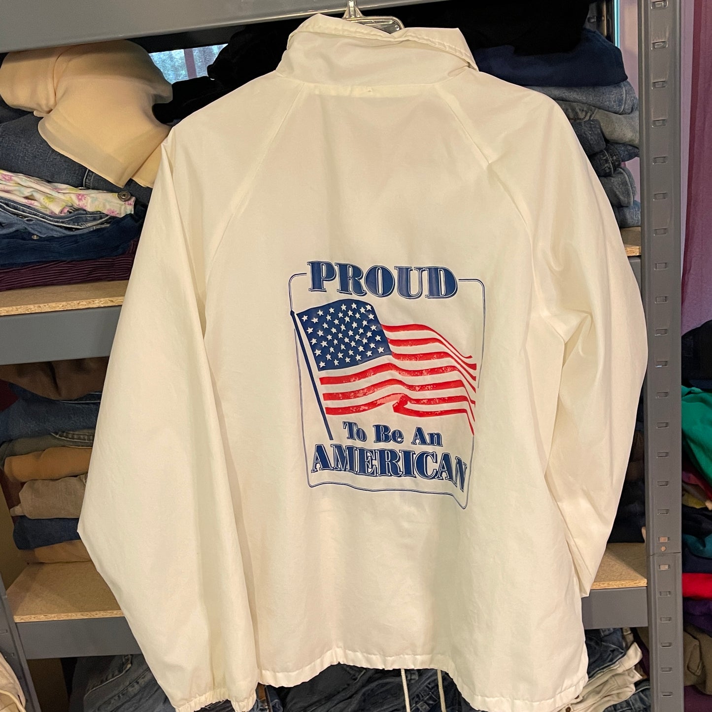 90s Proud to Be American Windbreaker - L 23" x 28"