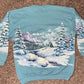 Cuello redondo Montana Snow Landscape de los años 80/90 - Grande - 22" x 25"