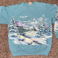 Cuello redondo Montana Snow Landscape de los años 80/90 - Grande - 22" x 25"
