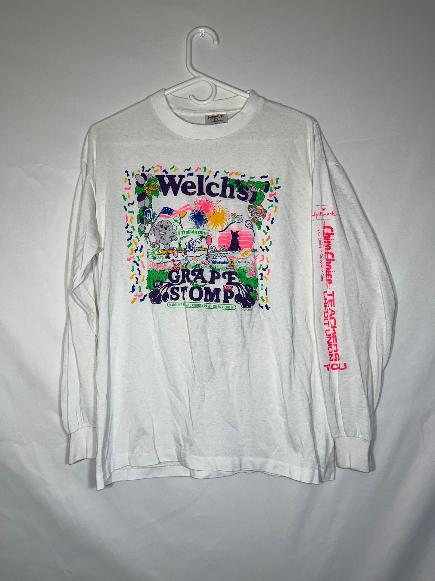 90's TeeJays Welch's Grape Stomp Shirt - Small - 18” x 25.5”