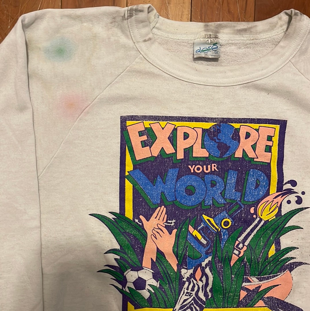 80's Explore Your World Crewneck Sweatshirt - 25" x 26"