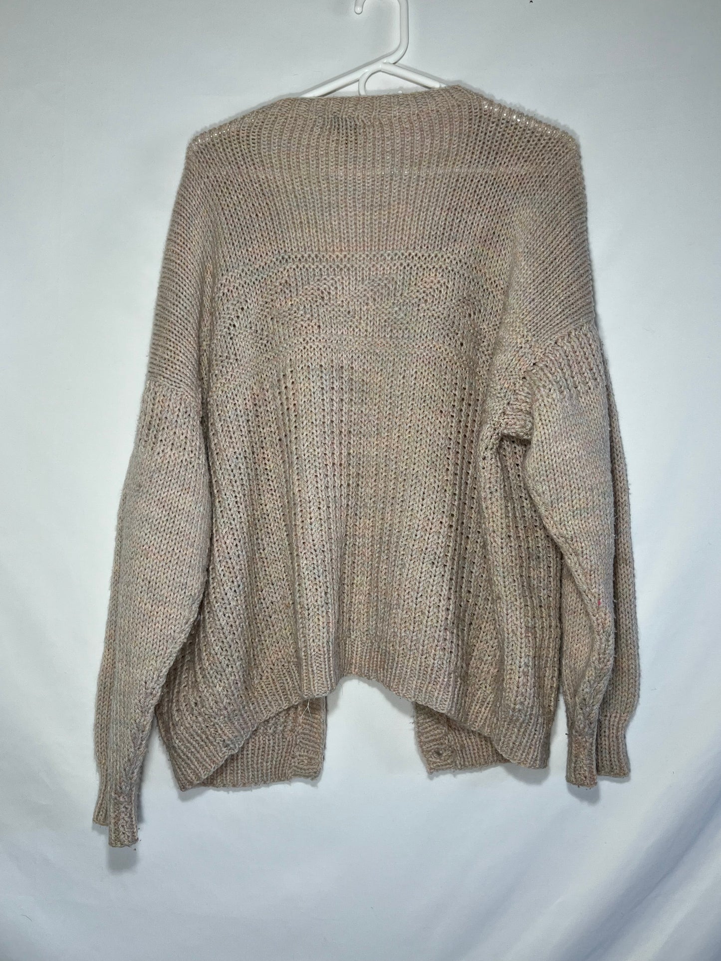 70/80's(?) Hand Knit Cardigan Sweater - Large - 23” x 24”