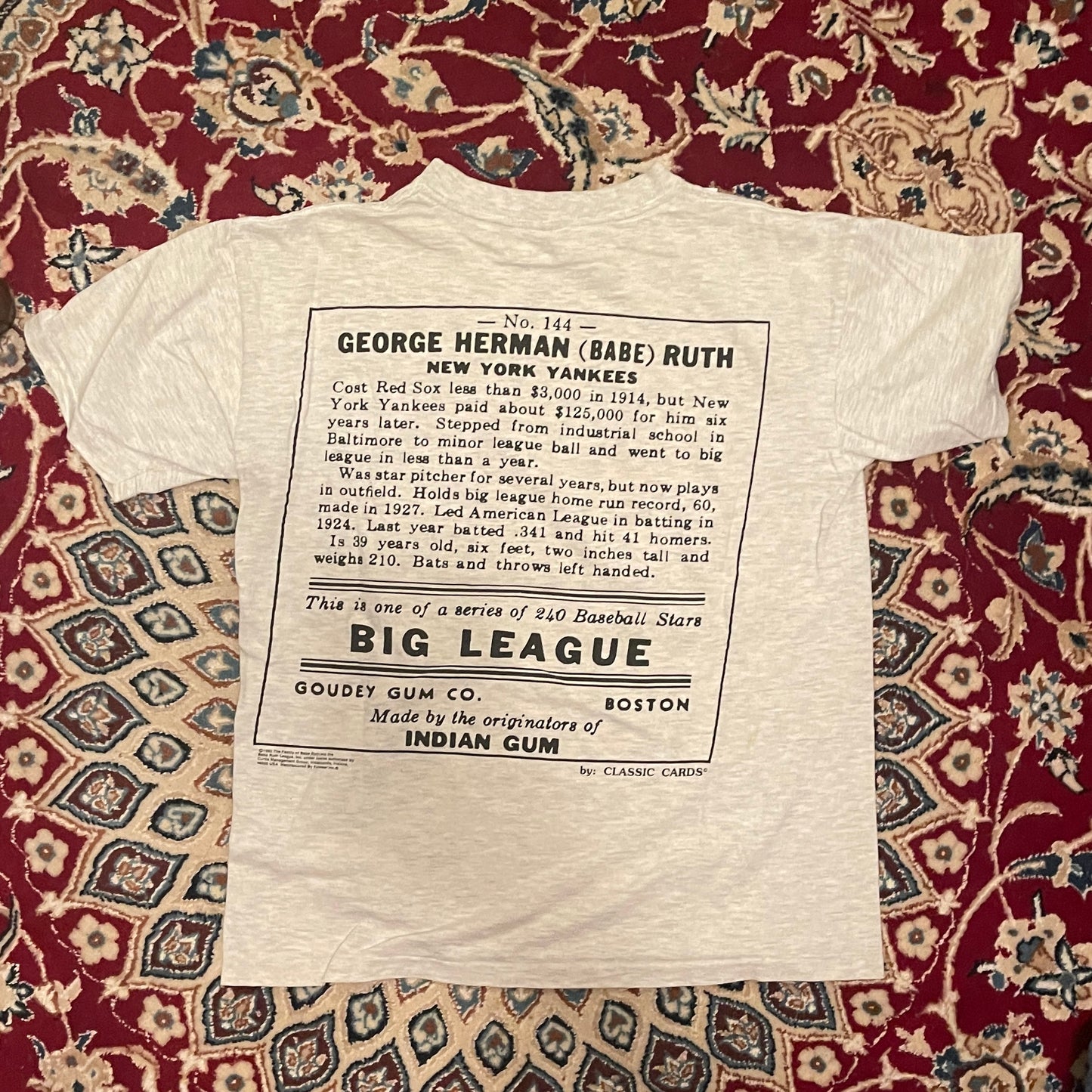 90's Classic Cards Babe Ruth Tshirt - 21" x 27"