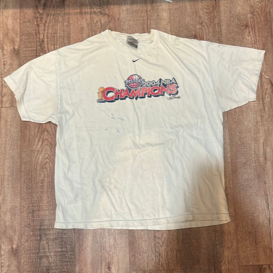 Distressed 2004 Pistons Nike Tshirt with a swoosh in the middle - 24” x 29”