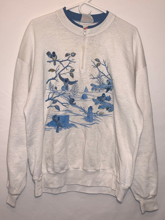 90's Jerzees Morning Sun Bird Nature Crewneck- Large - 23” x 27”