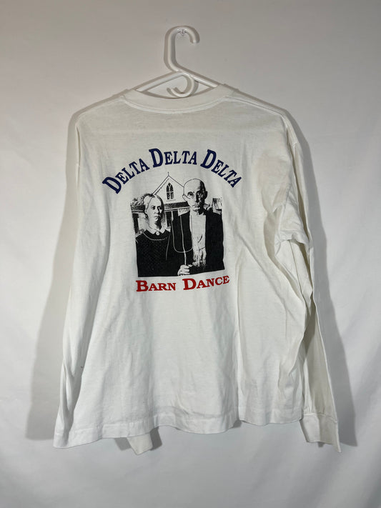 80's TriDelt Barn Dance Long Sleeve Shirt - Medium - 21” x 25”