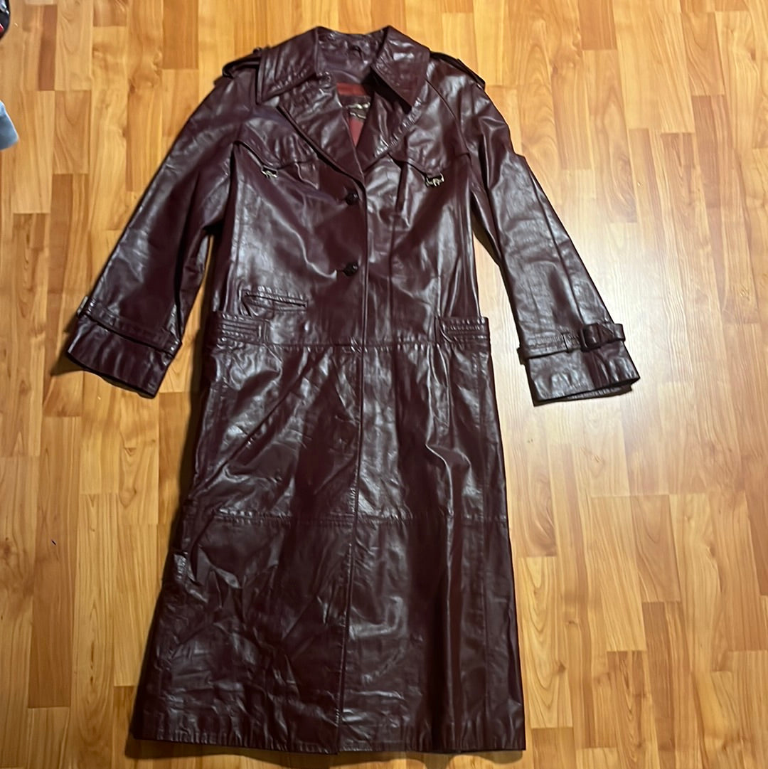 70's Genuine Leather Trench Coat - 19.5” x 45”