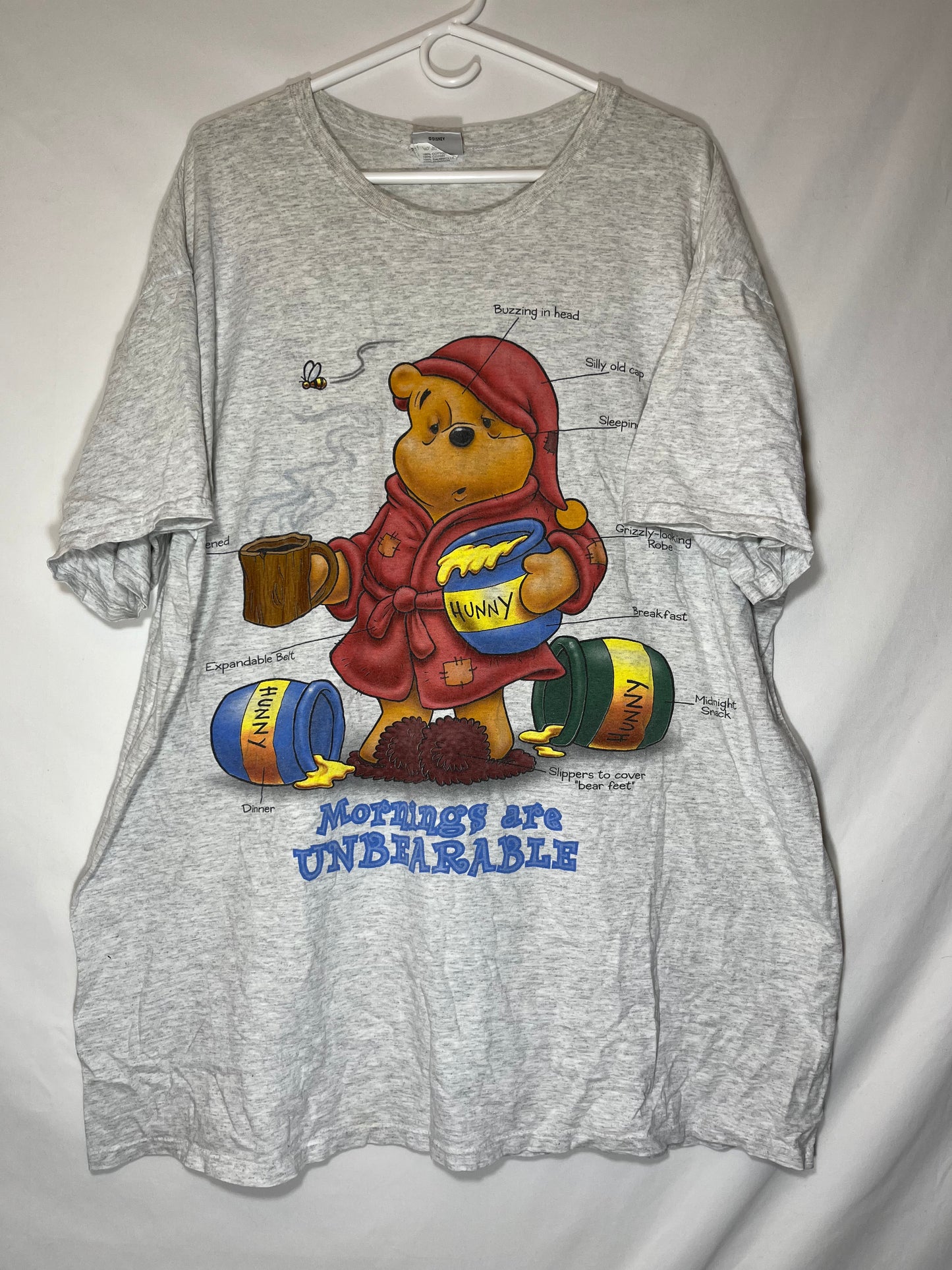 Disney Pooh Mornings are Unbearable Tshirt - XLarge - 25” x 31”