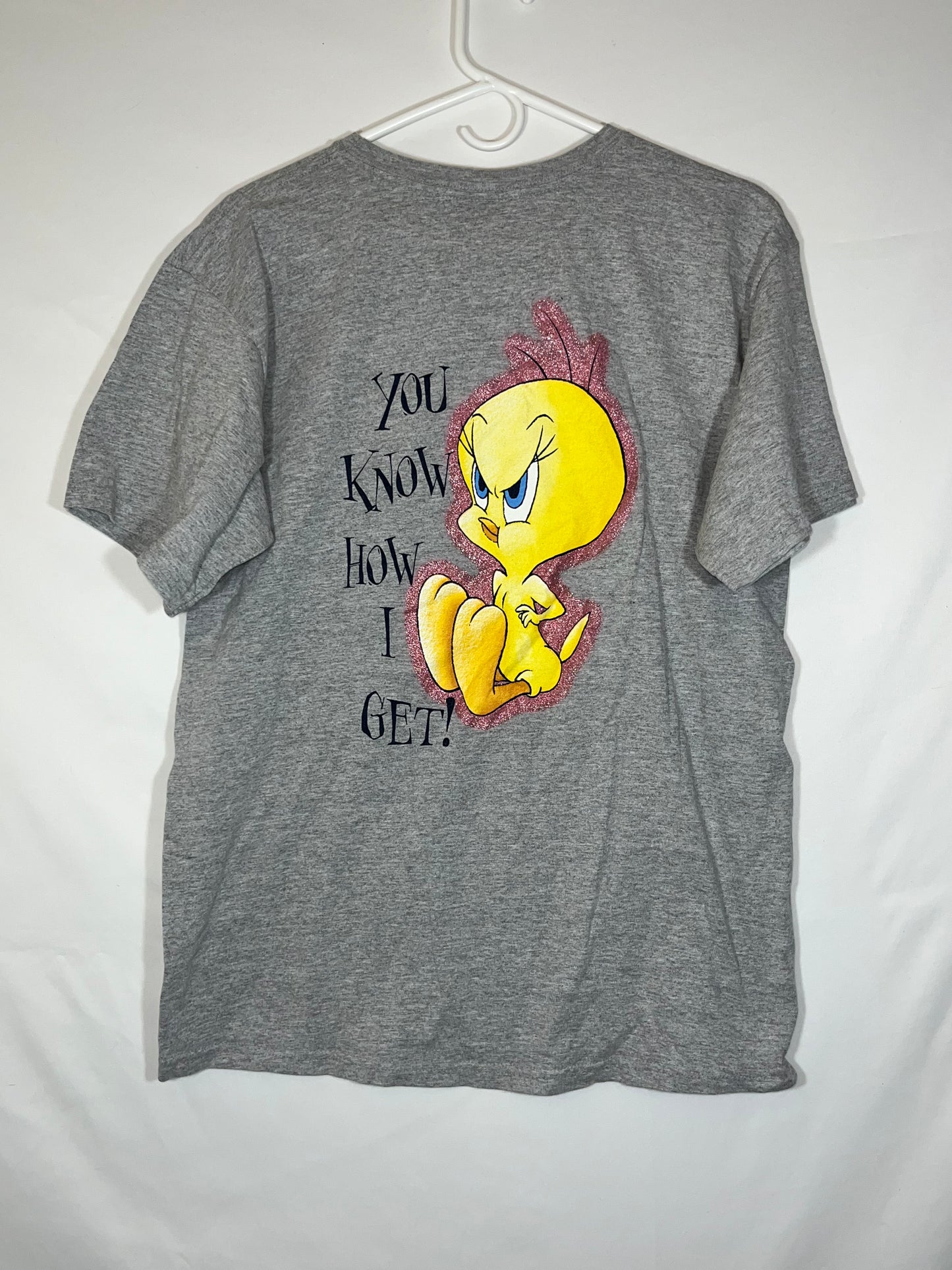 Y2K Looney Tunes Tweety Bird Don't Start With Me T 恤 - 小号 - 19 英寸 x 26.5 英寸