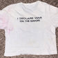 90's I Declare War on the Mayor Crop Top Camiseta - XSmall - 16.5" x 16.5"