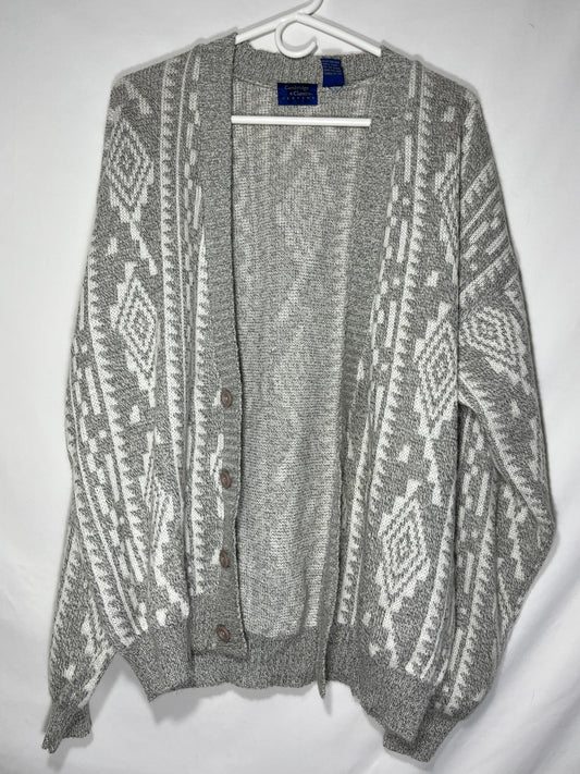 90's Cambridge Acrylic Wool Sweater Cardigan - XLarge - 24.5” x 27”