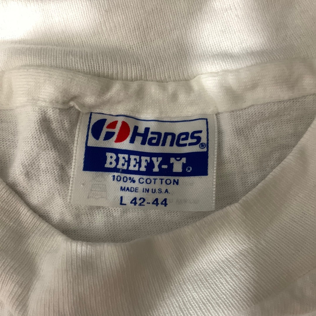 90 年代 Hanes Beefy 宽松驼鹿 T 恤 - 小号 - 19 英寸 x 26 英寸