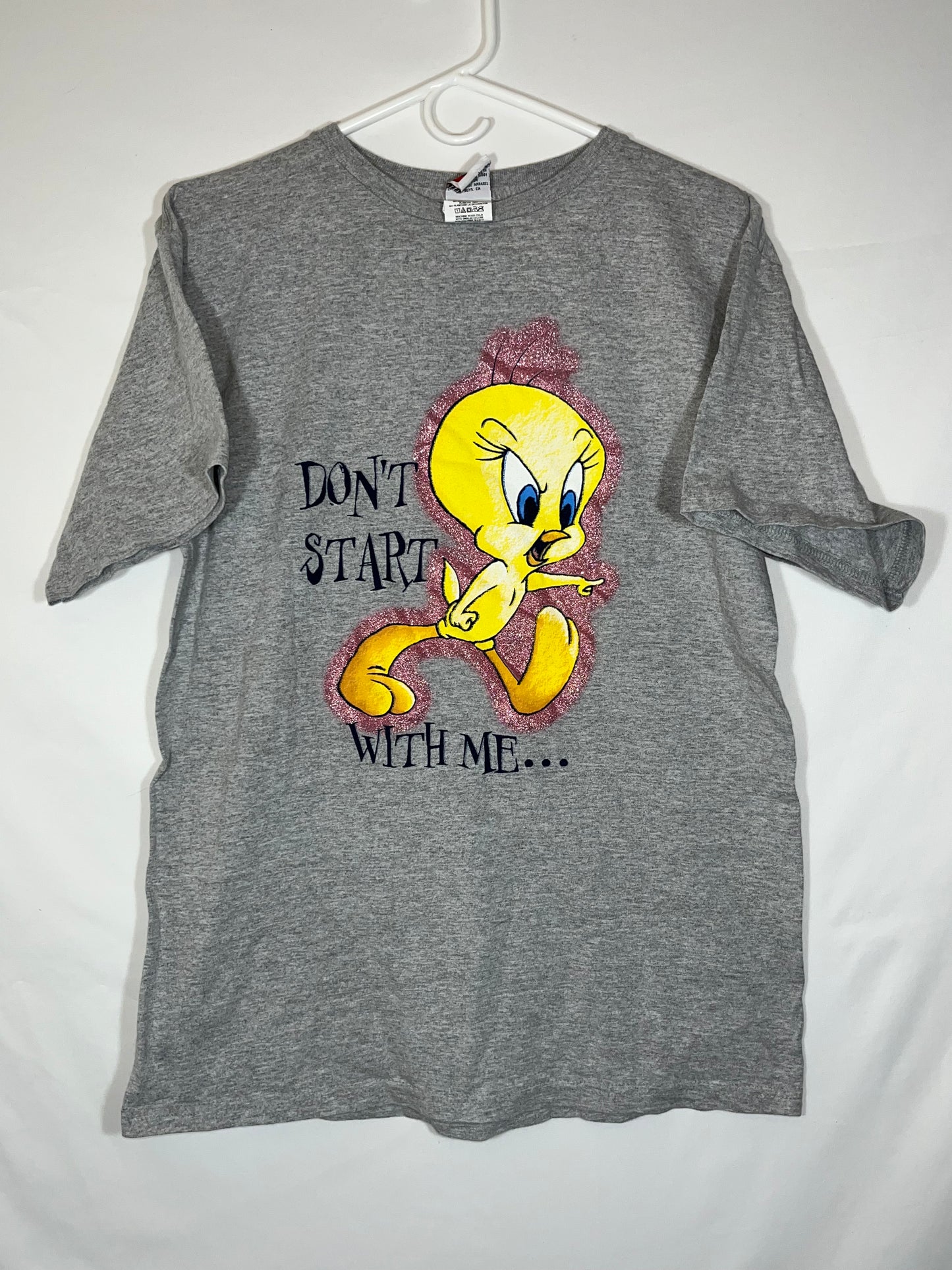 Y2K Looney Tunes Tweety Bird Don't Start With Me T 恤 - 小号 - 19 英寸 x 26.5 英寸