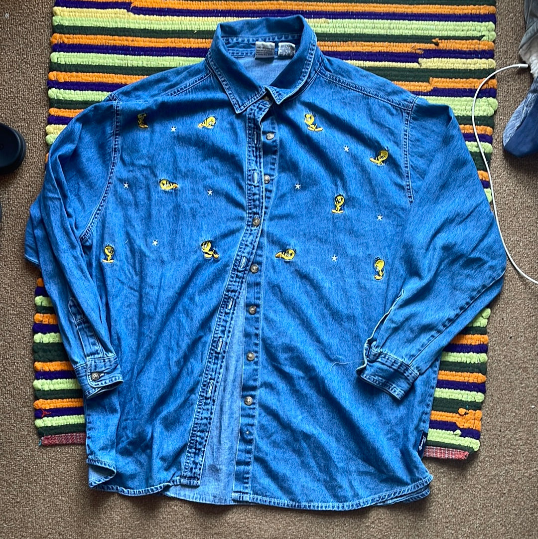 Looney Tunes Denim Button Up Shirt - 23" x 30"