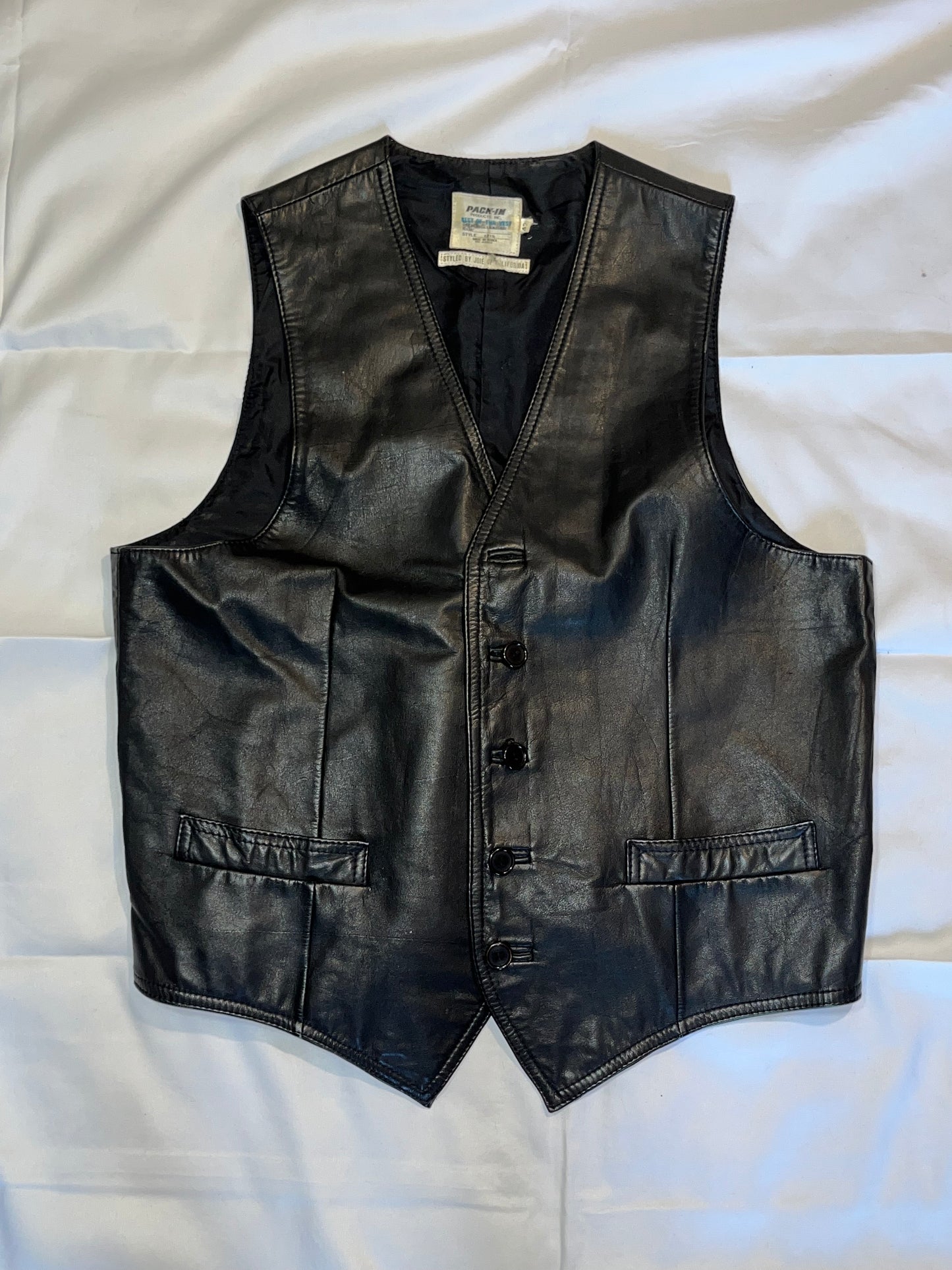 80's Leather Vest - Large - 22” x 25”