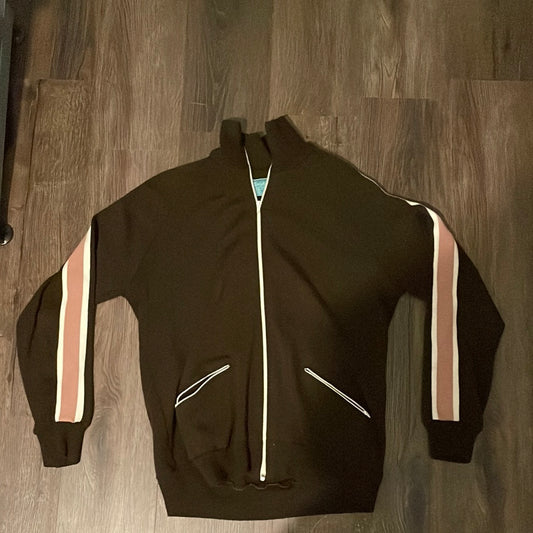 70's Dolphin Zip Up Acrylic Sweater - Medium - 21” x 26”