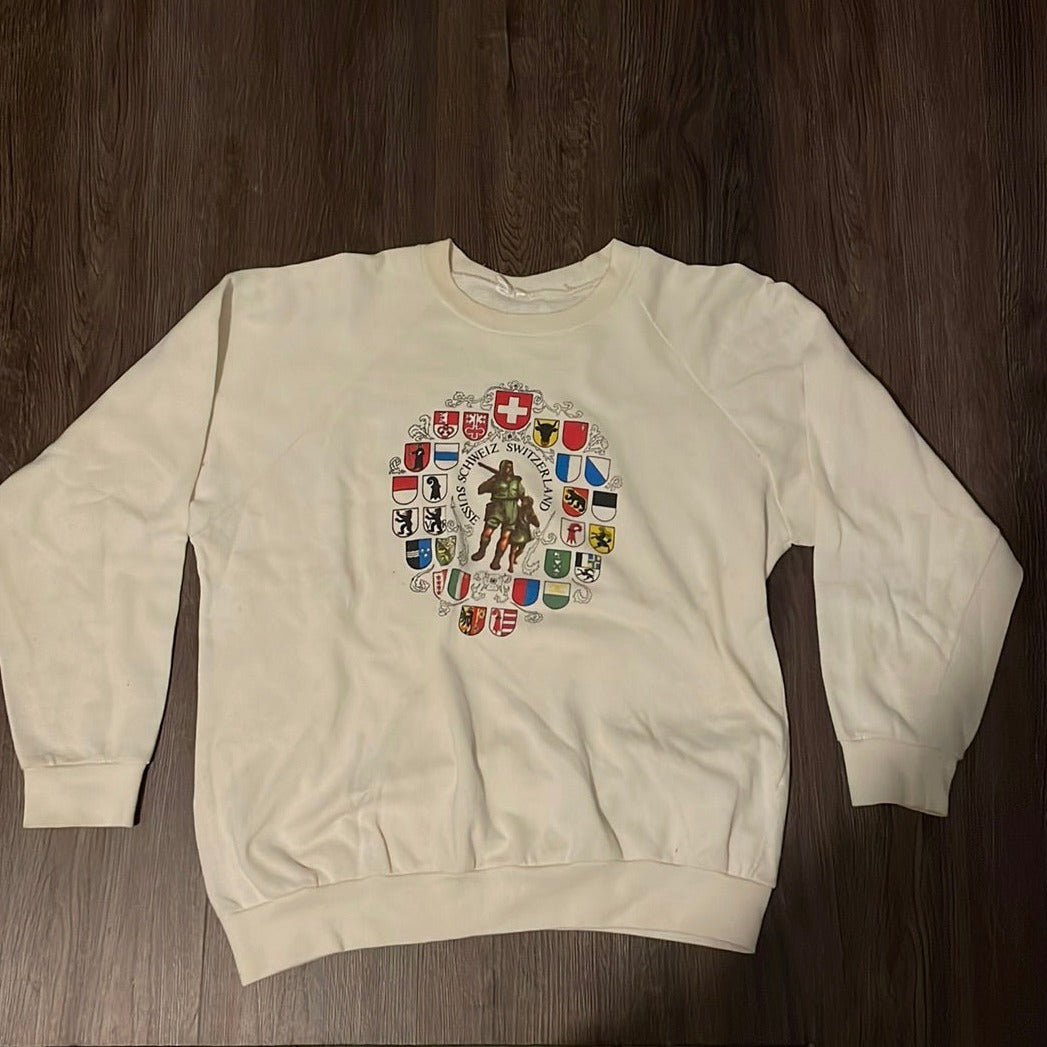 90's Suisse Schweiz Crewneck - Large - 22” x 23”