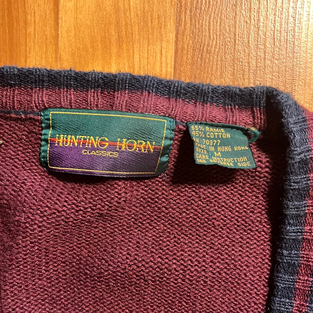 90's Hunting Horn Cardigan - Medium - 21.5” x 28”