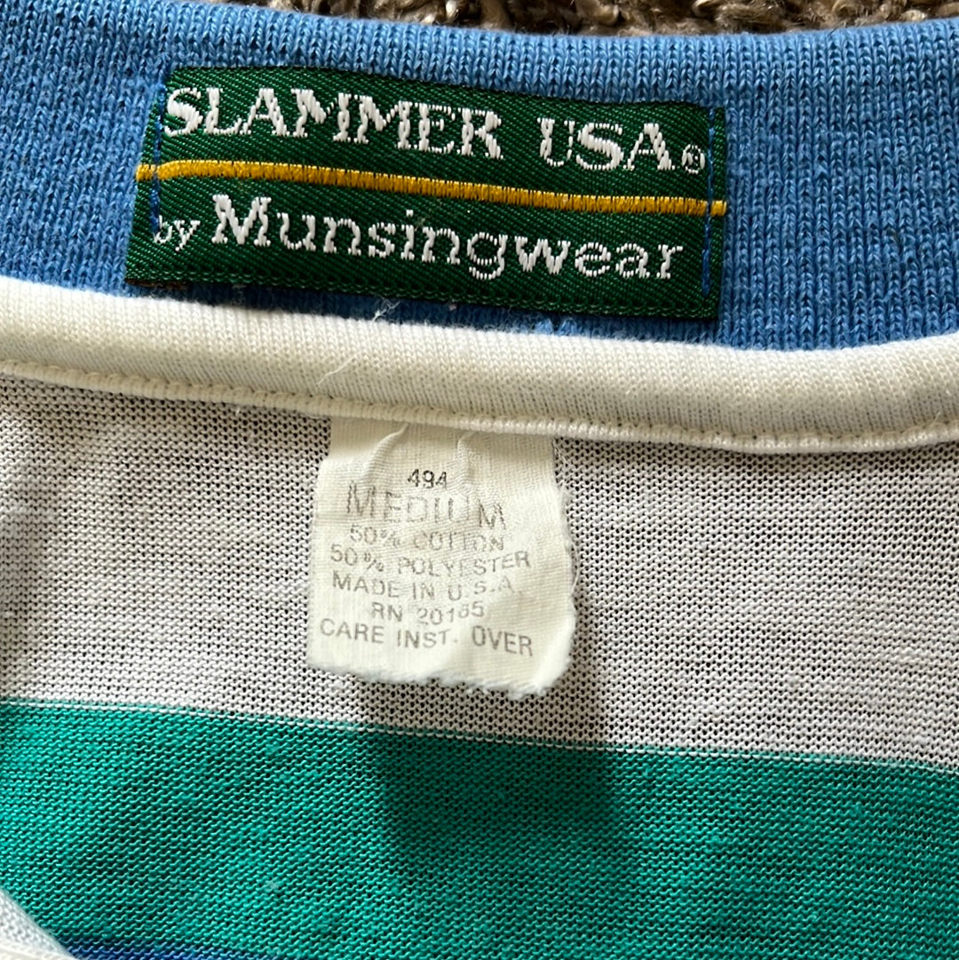 80's Slammer USA Munsingwear Polo Shirt - Small - 18.5” x 27.5”