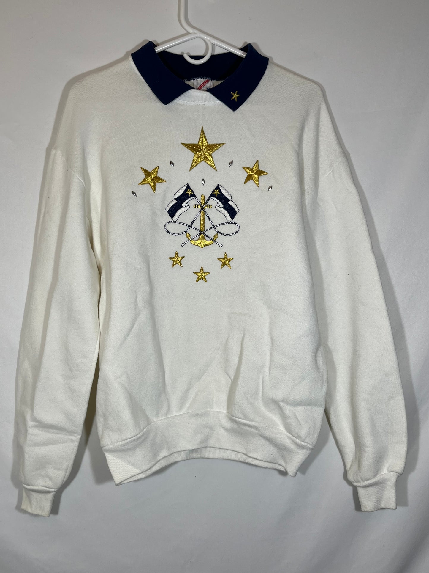 90's Jerzees Sailor Collared Crewneck - Small - 19” x 27”