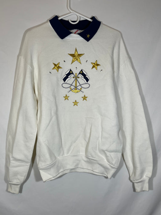 90's Jerzees Sailor Collared Crewneck - Small - 19” x 27”