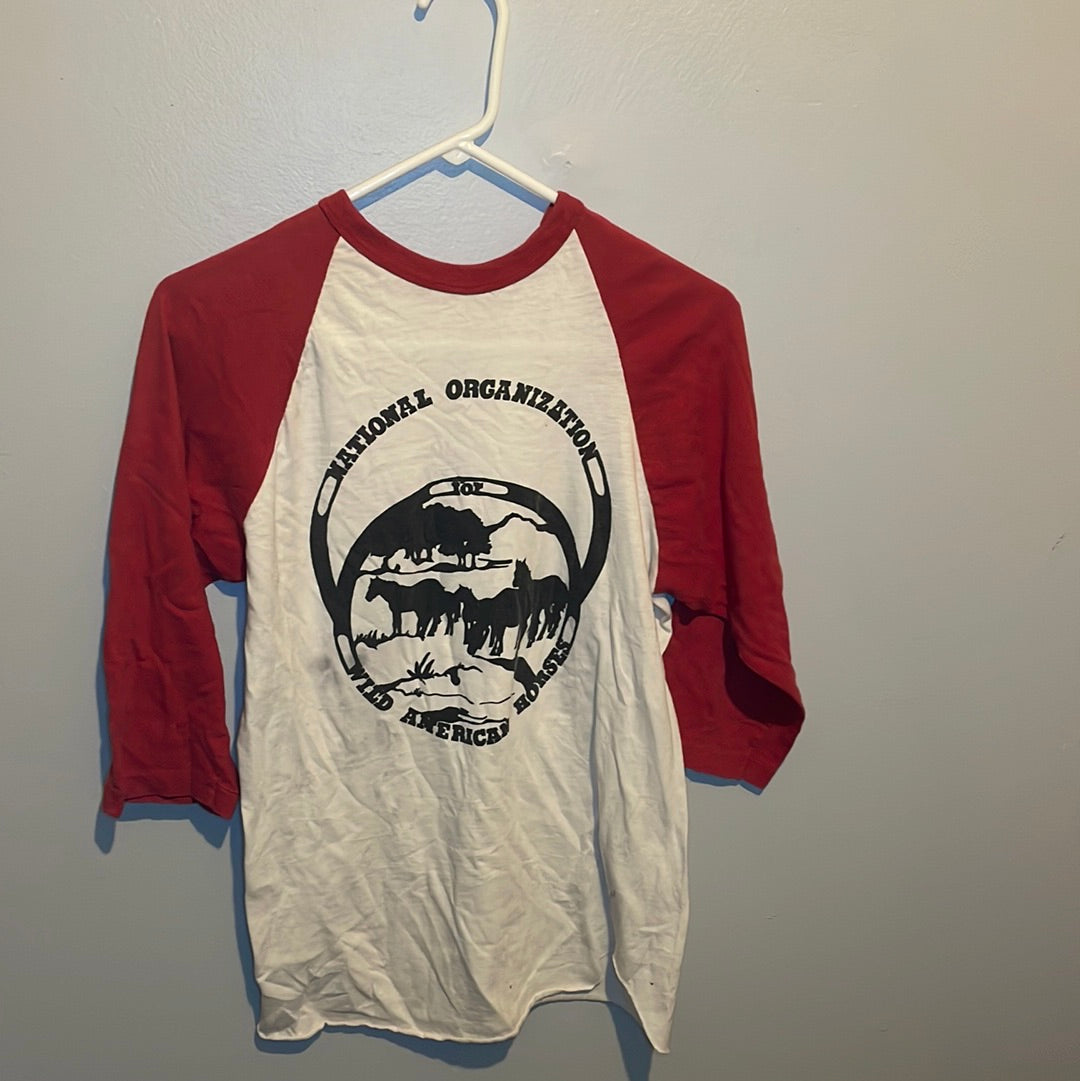 80's Horses Raglan Shirt - XSmall - 17” x 25”