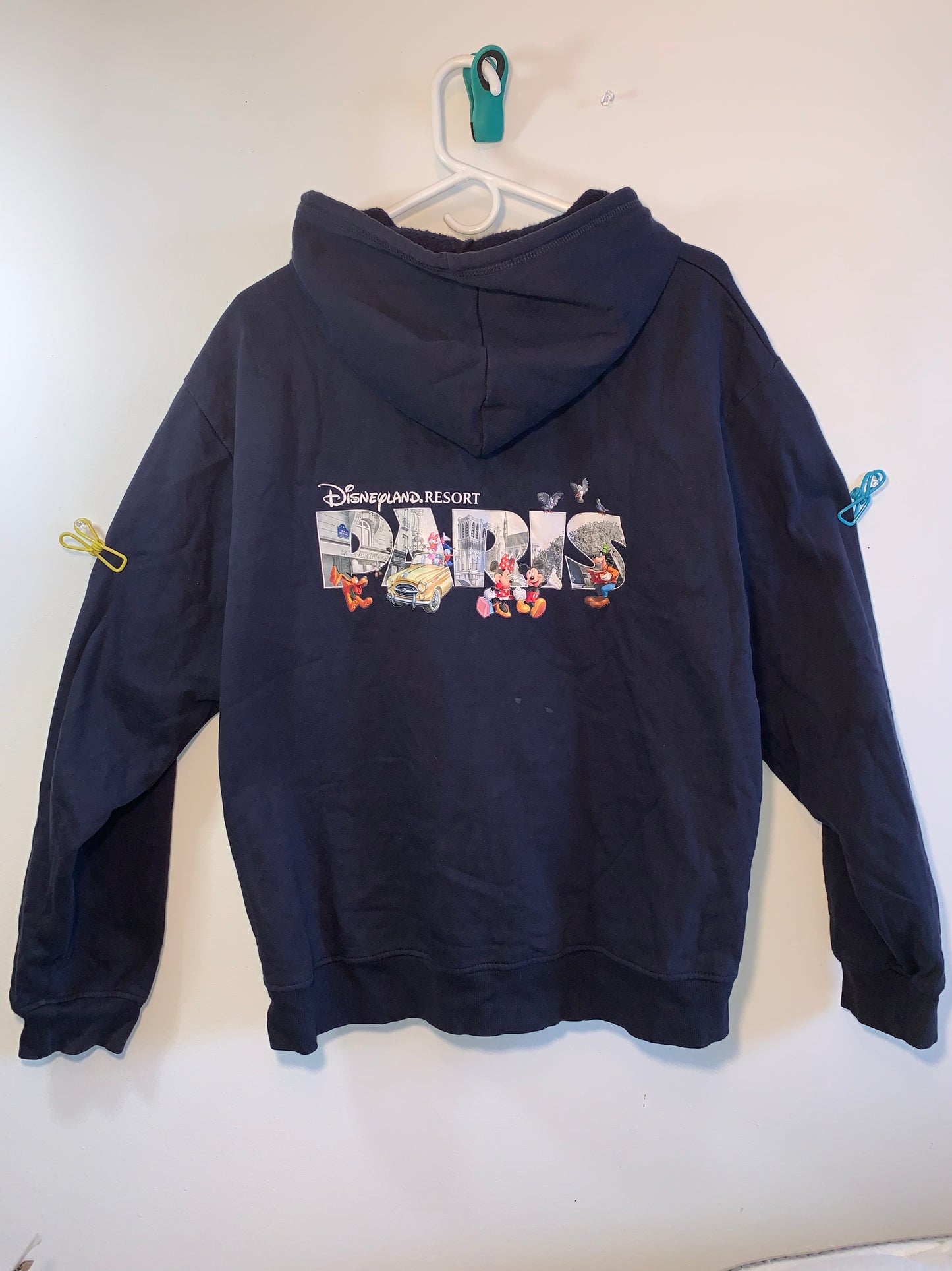 Sudadera con capucha y cremallera Disneyland Paris de los años 90 - Grande - 23" x 25"