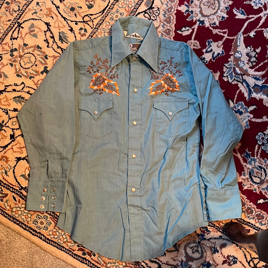 70's Sears Pearl Snap Shirt - XSmall - 16" x 23"