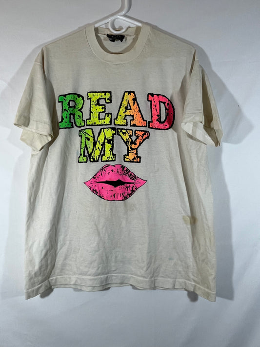 80/90 年代的“Read My Lips”T 恤 - 中号 - 21.5” x 27.5”