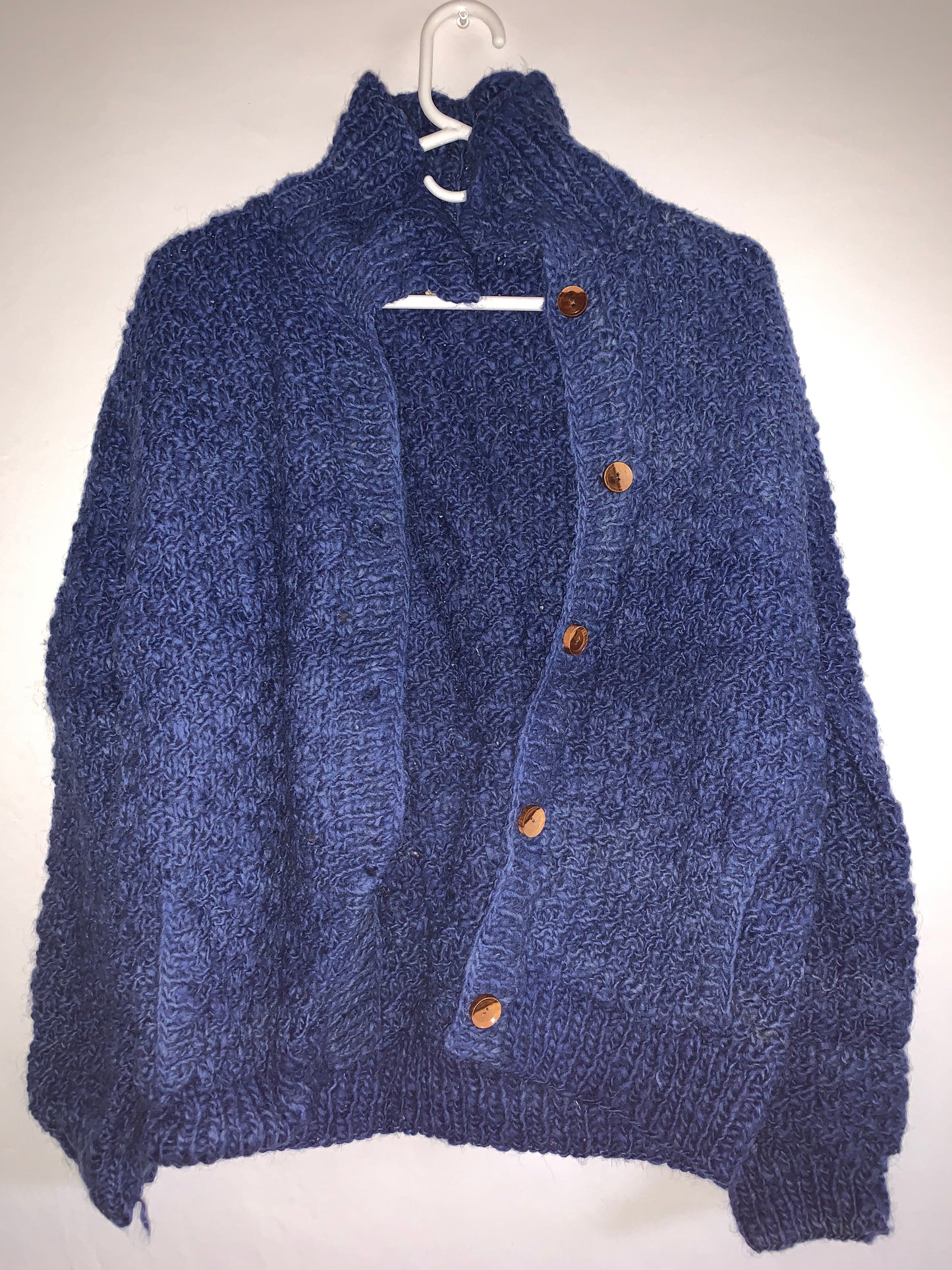 80's Handmade in Ecuador Wool Cardigan - Large - 22” x 23”