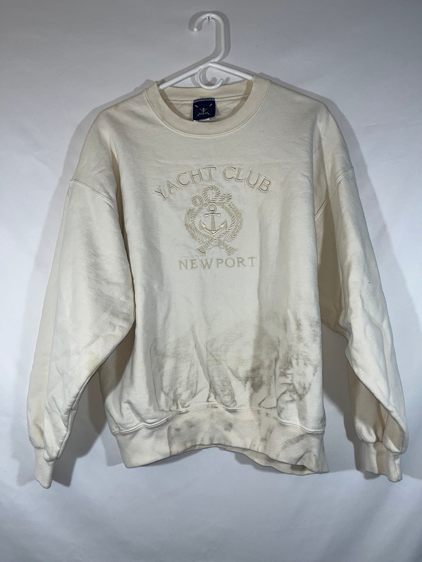 90 年代 Oarsman Yacht Club Newport 圆领运动衫 - 大号 - 22 英寸 x 25 英寸